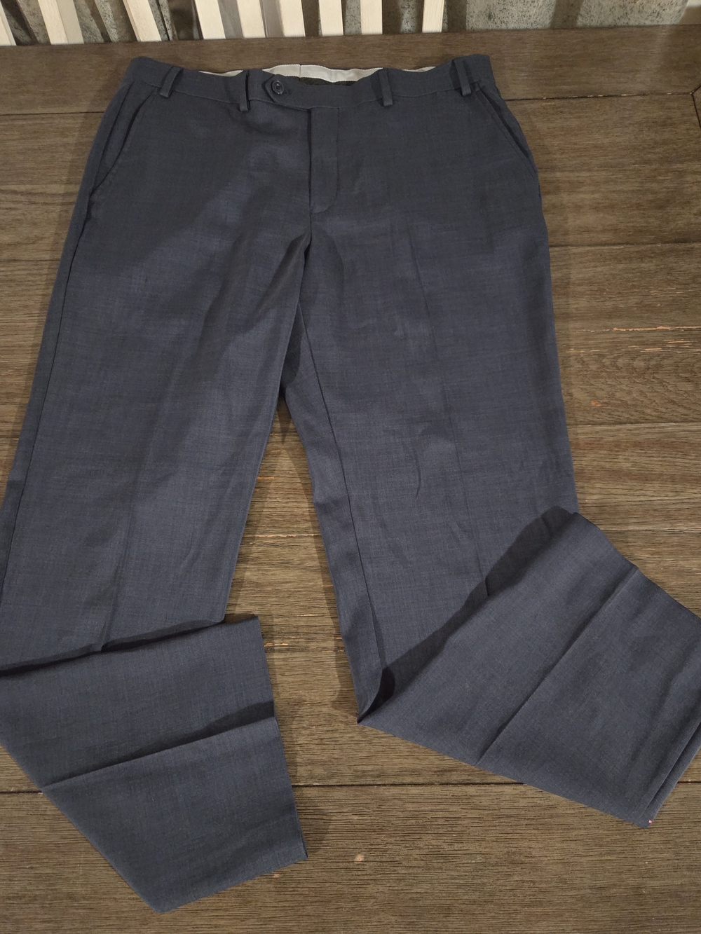 Michael Kors Men Navy Blue Flat Front Dress Pants Suit Trousers Luxury 36W x 30L